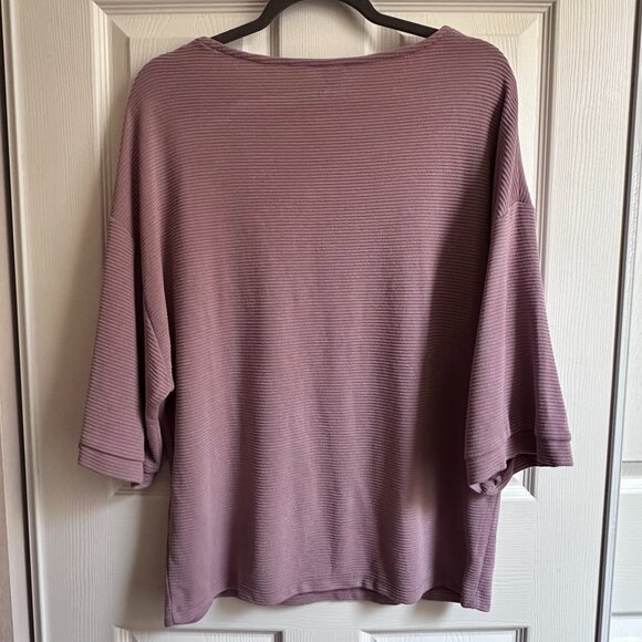 Women's Size 14 Anko Mauve Pink Dolman Bat Wing Half Sleeve Ribbed Top NWOT - Picture 2 of 5
